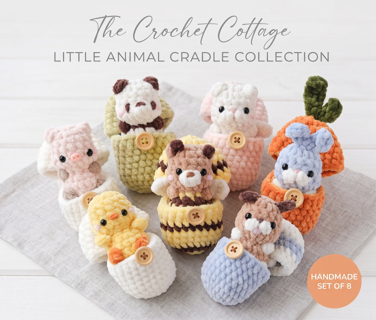 Hatching Mini Animals Crochet Pattern Bundle - 7 Amigurumi Designs by Relleif (Digital PDF)